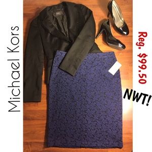 Michael Kors NWT Prussian Blue & Black Skirt sz M
